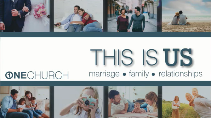 Collage of diverse couples and families, church relationship series promo.