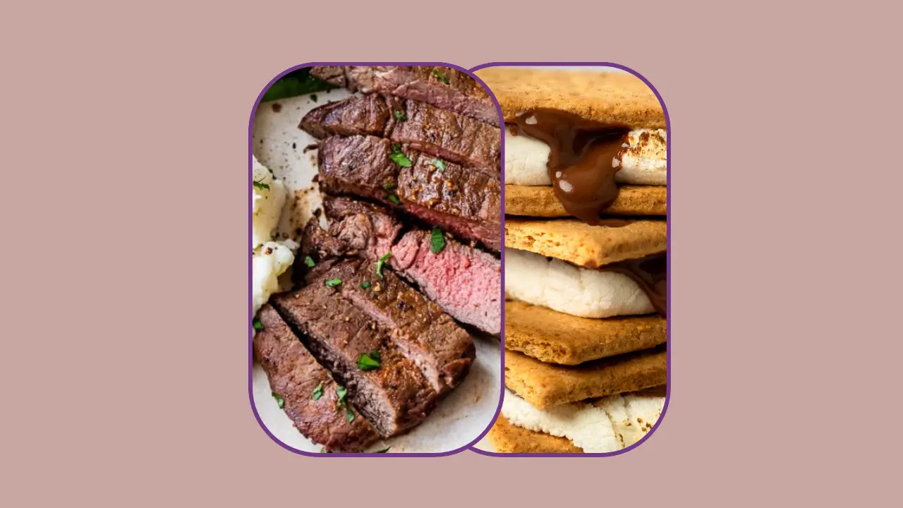 Grilled steak and s'mores dessert