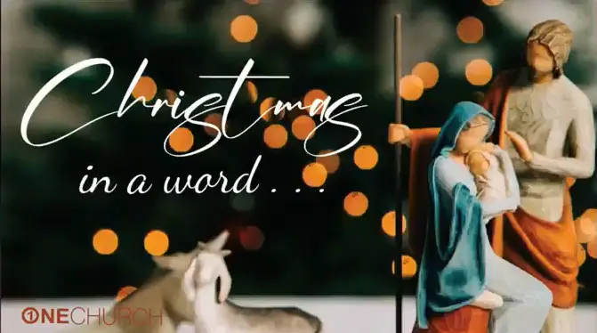 Nativity scene with Christmas text background.