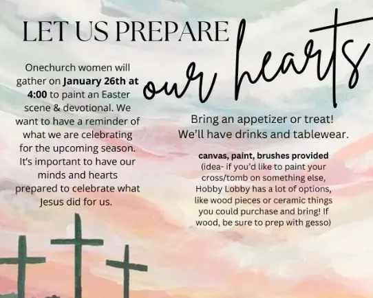 Women's Easter painting event at church announcement.