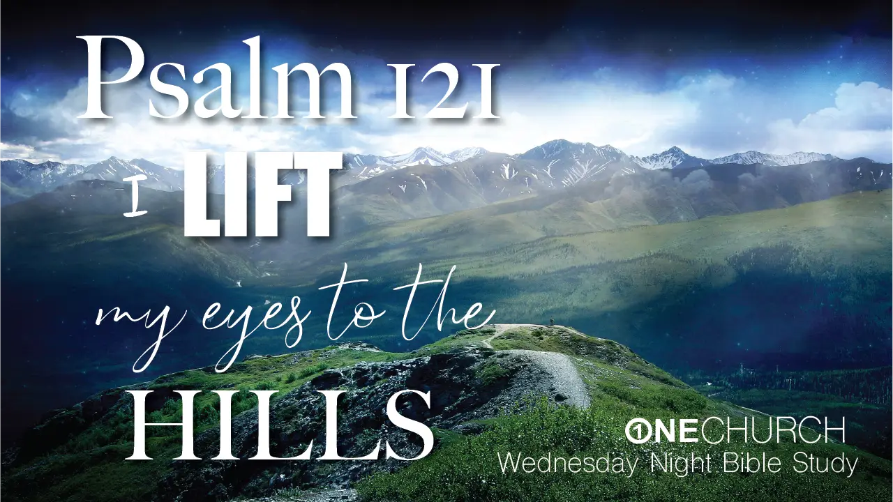Psalm 121 quote on a mountain background.